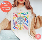 Hanukkah Flower Menorah Shirt, Unisex Heavy Cotton Tee, Hanukkah, hanukkah gifts, Jewish gift, Israel art chanukah woman shirt flower tshirt