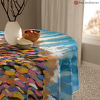 Passover Splitting of the Sea Tablecloth Indoor/Outdoor Cotton Israeli Artist Home Decor Shabbat Table Setting Unique Passover Decoration