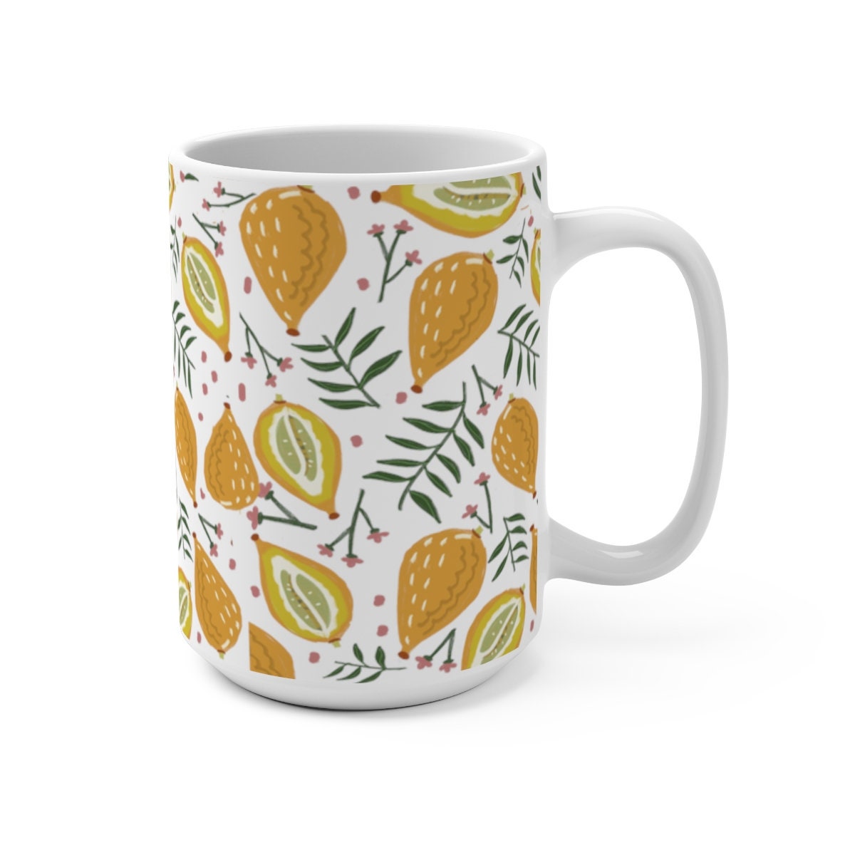 Sukkot Etrog Mug, art, Mug, tea cup, coffee cup, Ceramic Mug 11oz 15oz, morning mug, Israel, Jewish gift, coffee mug, feast of tabernacles