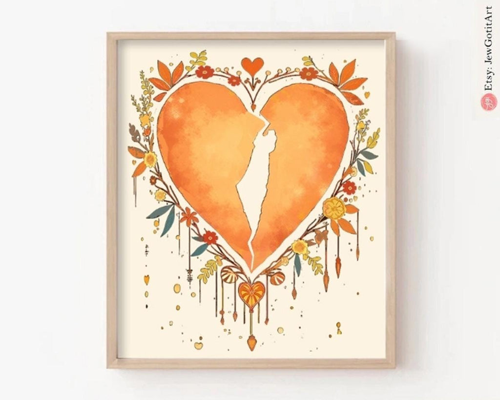 Israel Heart Wall Art Poster Jewish Gift Israeli Artist Never Forget Never Forgive Heart Am Yisrael Chai Never Again is now Judaica Art