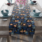 Hanukkah Table Runner, Menorah Dreidel Pattern Olive oil Jewish gifts Jewish holiday Israel Am Yisrael Chai jewish art table decor gifts