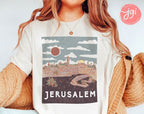 Jerusalem City Vintage T-Shirt, Jewish shirt, Hebrew shirt, woman shirt, t-shirt trendy, Vintage Inspired Cotton T-shirt, Israel shirt art
