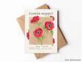 Flower Market Greeting Card, Tel Aviv Israel Kalanit Flower, Shalom hello card, art Minimalist Israel Nation flower, Red flower, Jewish gift