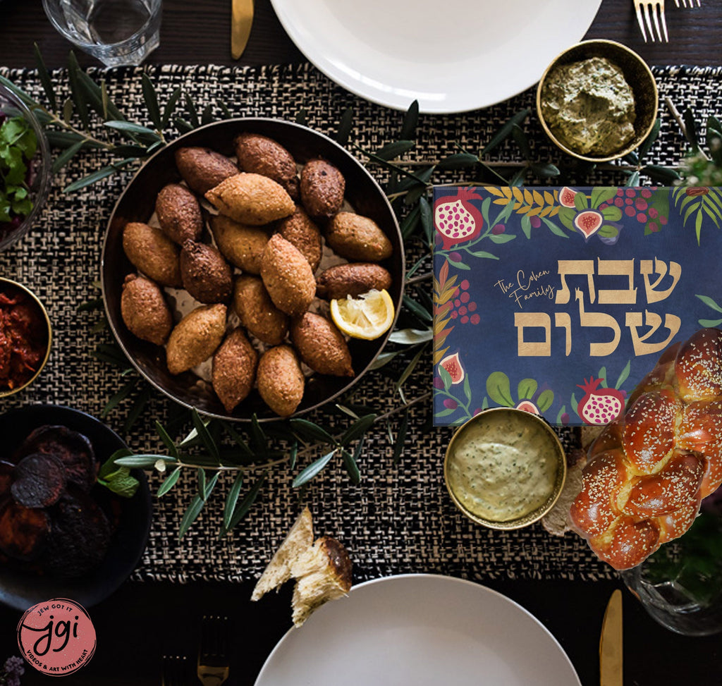 Challah Cutting Board Personalized Shabbat Shalom Glass 7 Species of Israel Hand drawn art, jewish gift, shabbat, shalom, shabbos, challah