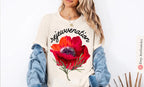 Kalanit Flower Sweatshirt or T-Shirt Unisex Zionist Shirt | Israeli Artist Jewish Gift | Israel Pride Apparel Red poppy red flower Sweater