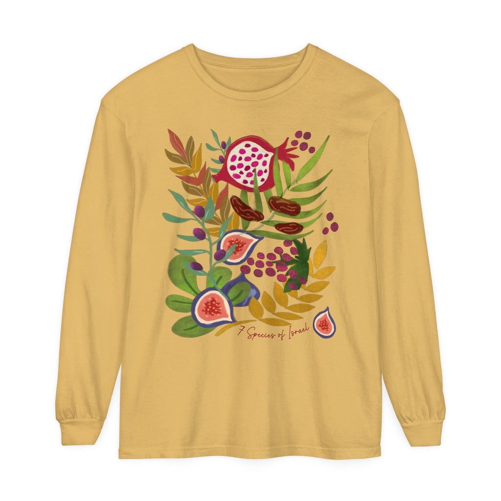 Any Design on a Long Sleeve Unisex Garment-dyed Long Sleeve T-Shirt shirt woman man jewish gift, Israel Design Graphic Shirt Am Yisrael Chai