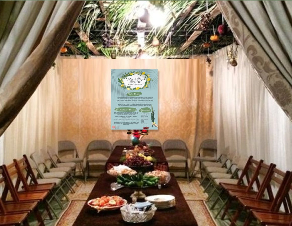 Sukkot Lulav & Etrog Blessings Printable Decoration for Sukkah, Decor for the Sukkah, Download Brachot, feast of tabernacles, hebrew, israel