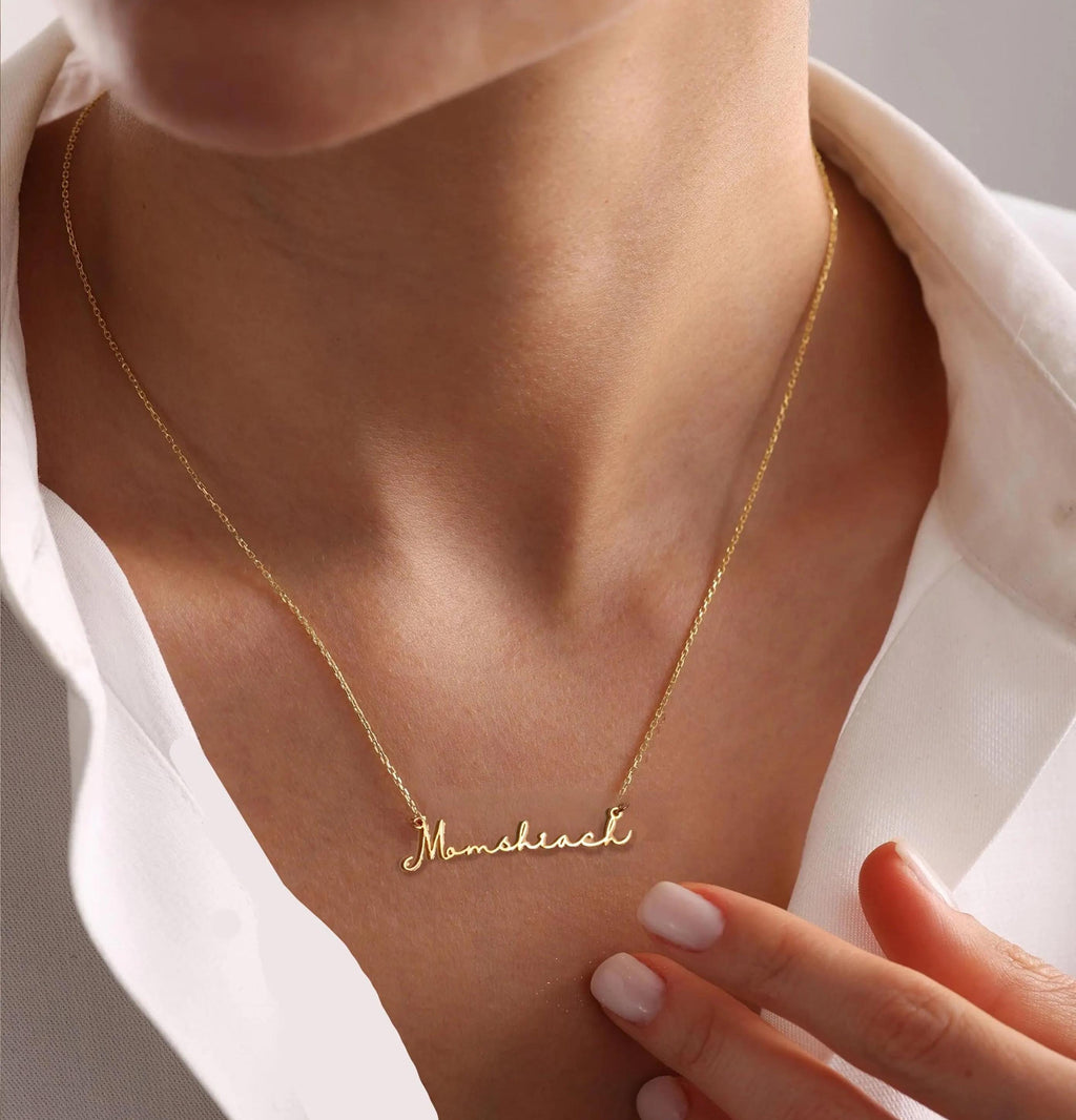 Momshiach Necklace Custom Necklace Mom Gift Jewelry Designed Israeli Artist Customizable Jewish Gift Necklace English Jewish Gift Her