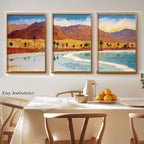 Dead Sea Wall Art Set of 3 Prints Am Yisrael Chai Hebrew Decor Jewish Gift Framed Israel Poster Judaica Art ים המלח Print Israel City Art