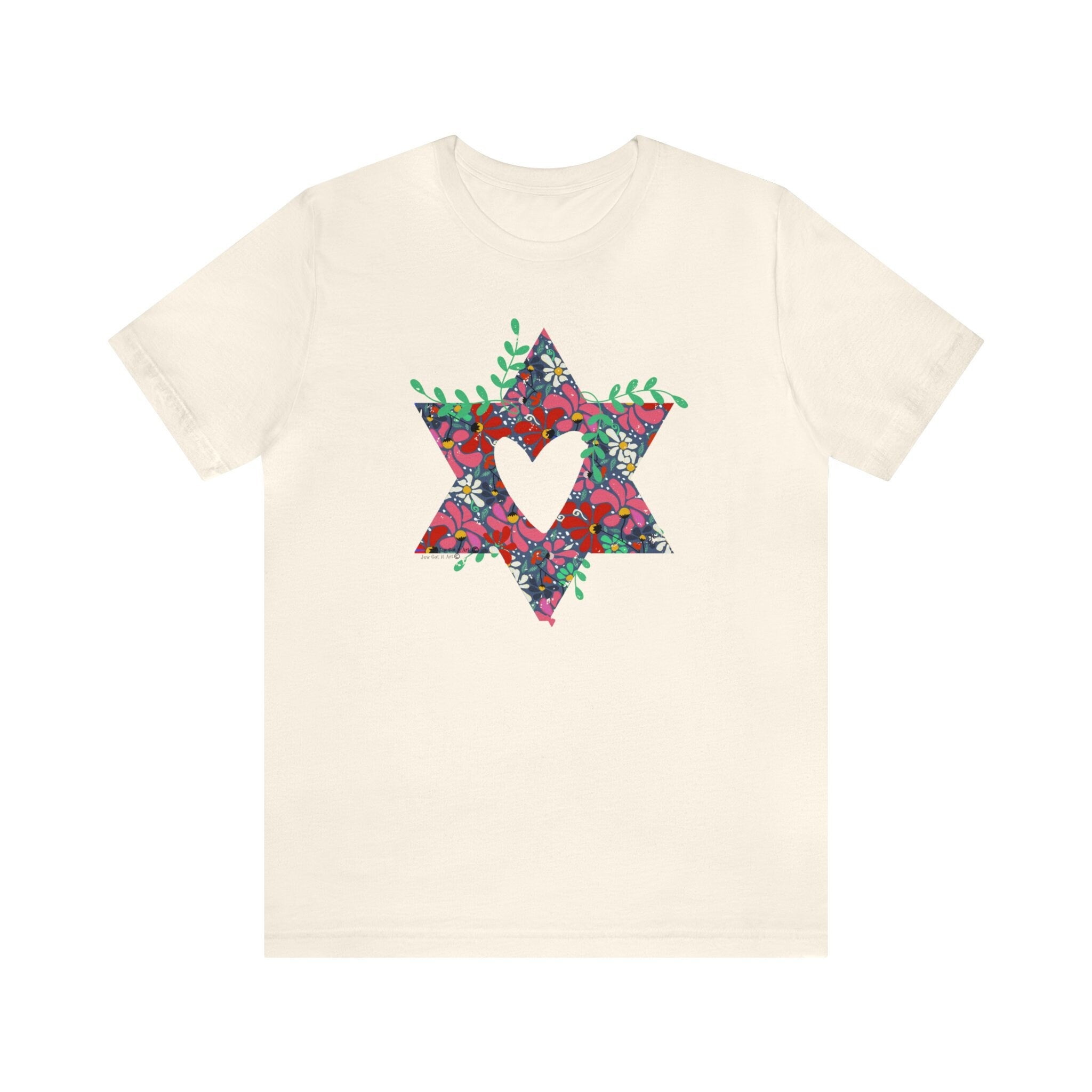 Flower Star David Shirt Unisex Jersey Short Sleeve Graphic Tee, vintage, israel, art, jewgotitart, jewish gift Israelite, Israeli Pride Jew
