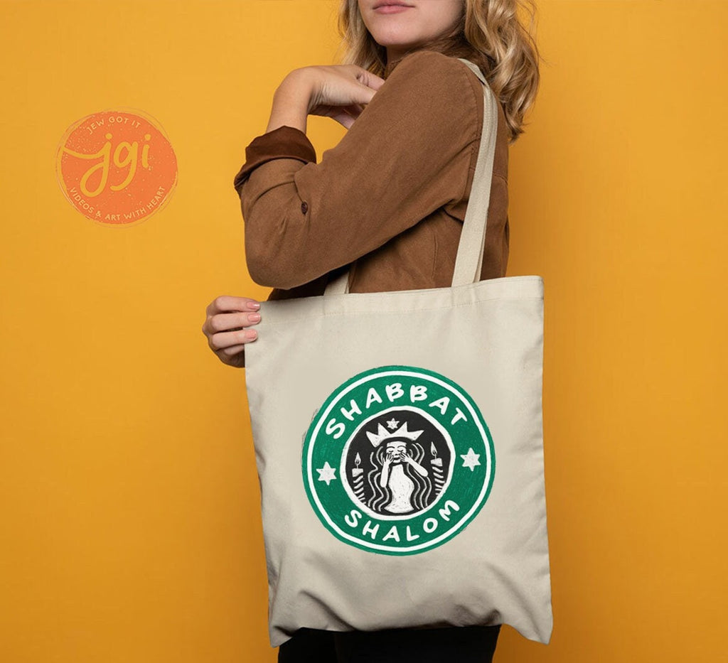 Shabbat Shalom Starbucks bag, coffee lover, Tote bag, cotton canvas bag, Tote bag, Aesthetic tote bag, Aesthetic, Gift for her, Art
