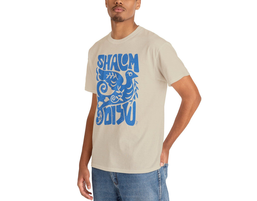 Shalom Peace Dove T-Shirt, Hebrew, Art, Jewish shirt, woman shirt, man shirt, t-shirt trendy, Cotton T-shirt, Unisex Tee, gift, Israel shirt