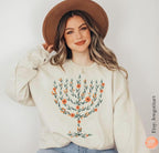 Menorah Hanukkah Shirt Sweater T-Shirt Unisex Floral Art Sweatshirt Jewish Gift from Israeli Artist Israel Jewish Chanukah Israeli Artist