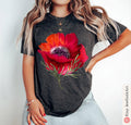 Kalanit Flower T-Shirt & Sweatshirt | Unisex Zionist Shirt | Israeli Artist Jewish Gift | Israel Pride Apparel Red poppy red flower Clothing