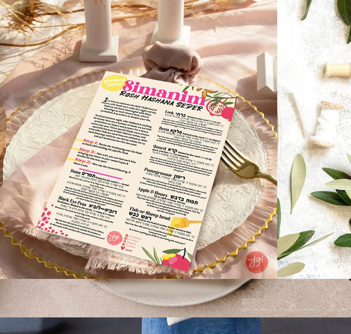 Rosh Hashanah Simanim Blessings & Questions Printable Sheet, Jewish New Year Digital Download, Interactive, Jewish holiday, Shana tova, gift