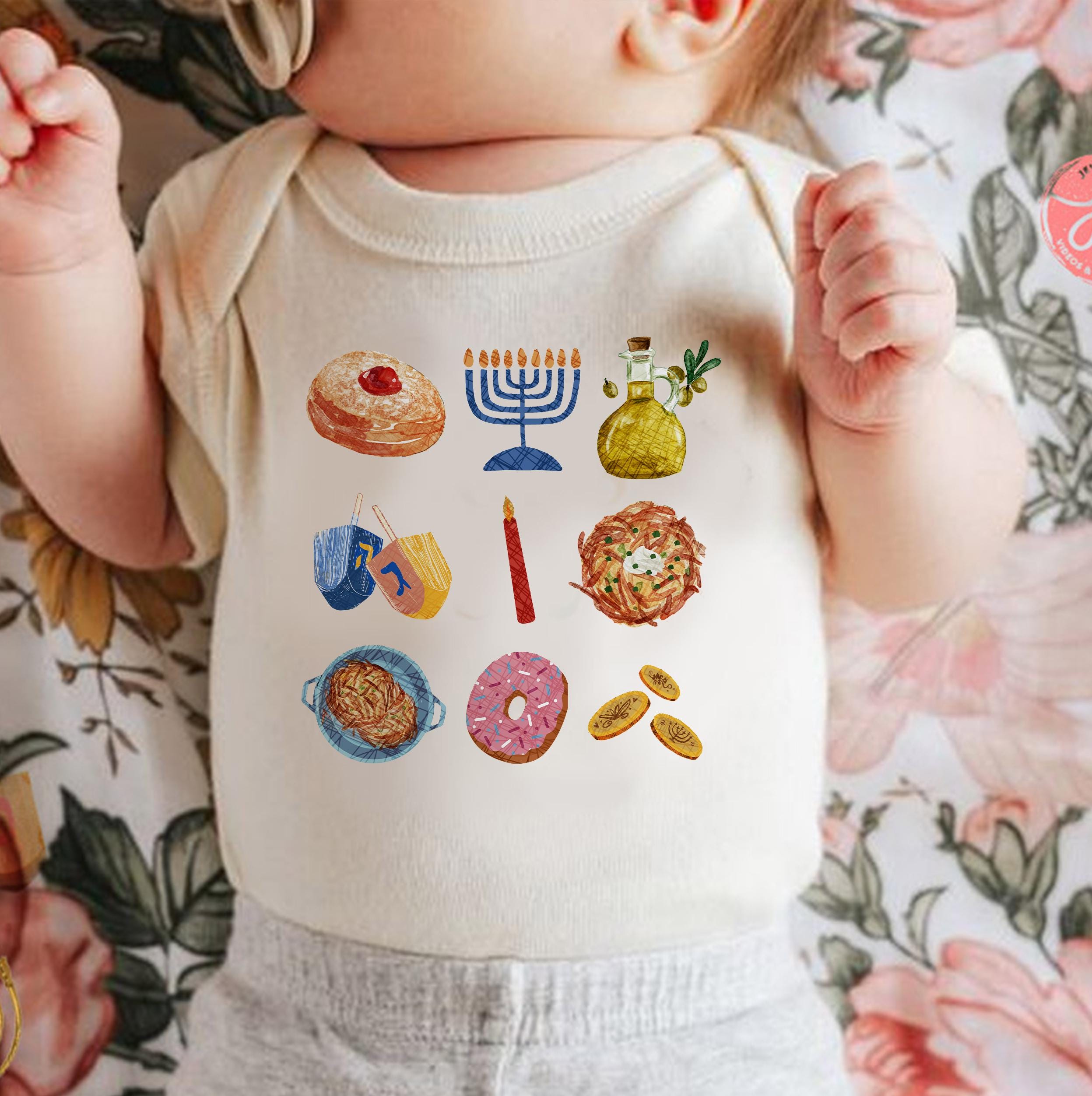 Hanukkah Tshirt unisex Latke Menorah Donut Shirt woman, man shirt, jewish gift, Israel, Design Jewish Shirt Chanukah Israeli Artist Holiday