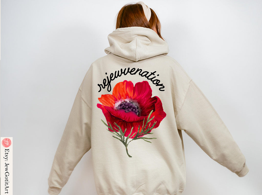 Kalanit Flower T-Shirt & Sweatshirt | Unisex Zionist Shirt | Israeli Artist Jewish Gift | Israel Pride Apparel Red poppy red flower Clothing