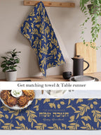 Hanukkah Kitchen Towel, Table Runner, Olives Olive oil Jewish gifts Israel Am Yisrael Chai jewish art table decor custom personalized gift