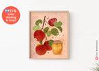 Apples Honey & Bees Art Rosh Hashanah Shana tova Wall Poster Print Israel Jewish gift Israel poster Prints Orange Tel Aviv Am Yisrael gifts