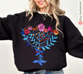 Hanukkah Menorah Sweater T-Shirt Unisex Floral Art Sweatshirt | Jewish Gift from Israeli Artist Israel Jewish Shirt Chanukah Israeli Artist