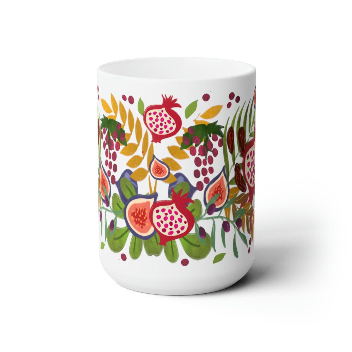 7 Fruits of Israel,  7 Species of Israel, Mug, tea cup, coffee cup, Ceramic Mug 11oz, work mug, morning mug, Israel, Jewish gift, coffee mug