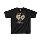 Personalized Hanukkah Shirt with Menorah, Girl shirt, add name, custom gift, tshirtnKids Heavy Cotton Tee, hanukkah gifts, designs, israel