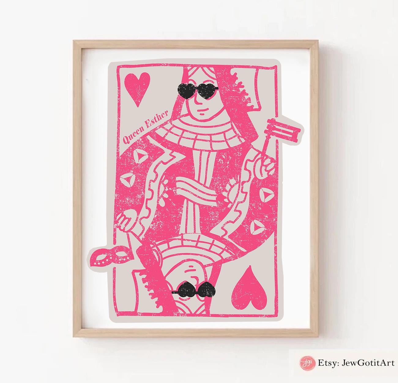 Queen of Hearts Esther Wall Art Biblical Art Royalty Artwork Esther Story Decor Spiritual Home Decor Jewish Queen Art Inspirational Wall Art