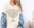 Menorah Hanukkah Shirt Sweater T-Shirt Unisex Floral Art Sweatshirt Jewish Gift from Israeli Artist Israel Jewish Chanukah Israeli Artist