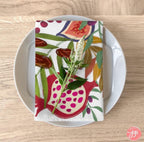 Set of 4 Israel Cloth Napkins, Produce of Israel 7 species Israel fruit Kitchen decor home jewish gift Shabbat Art Gift for her Napkins