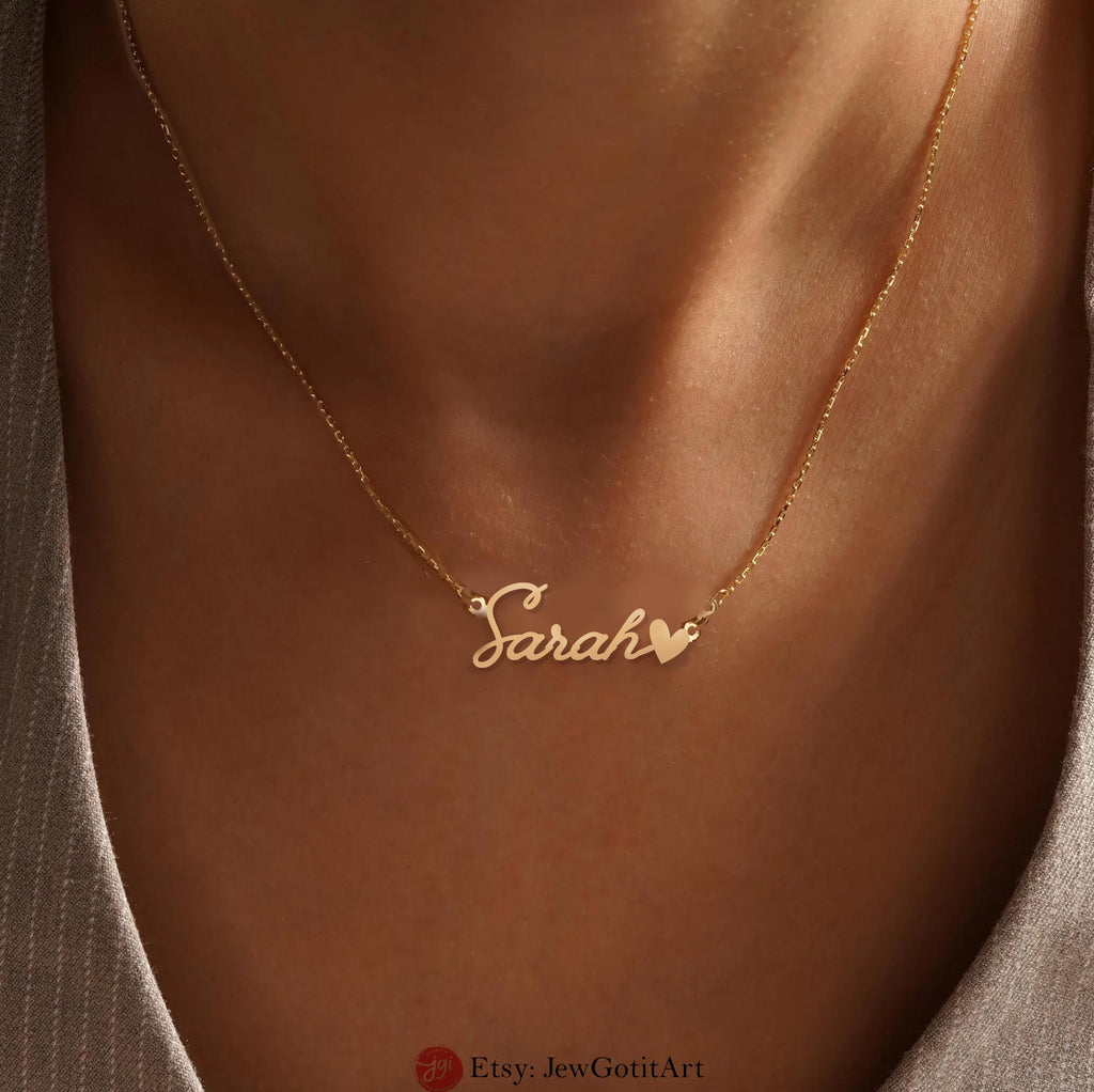 Custom Name Necklace English Hebrew Personalized Jewelry Israel Israeli Artist Customizable Necklace Jewish Gift Passover Gift Pesach Gifts