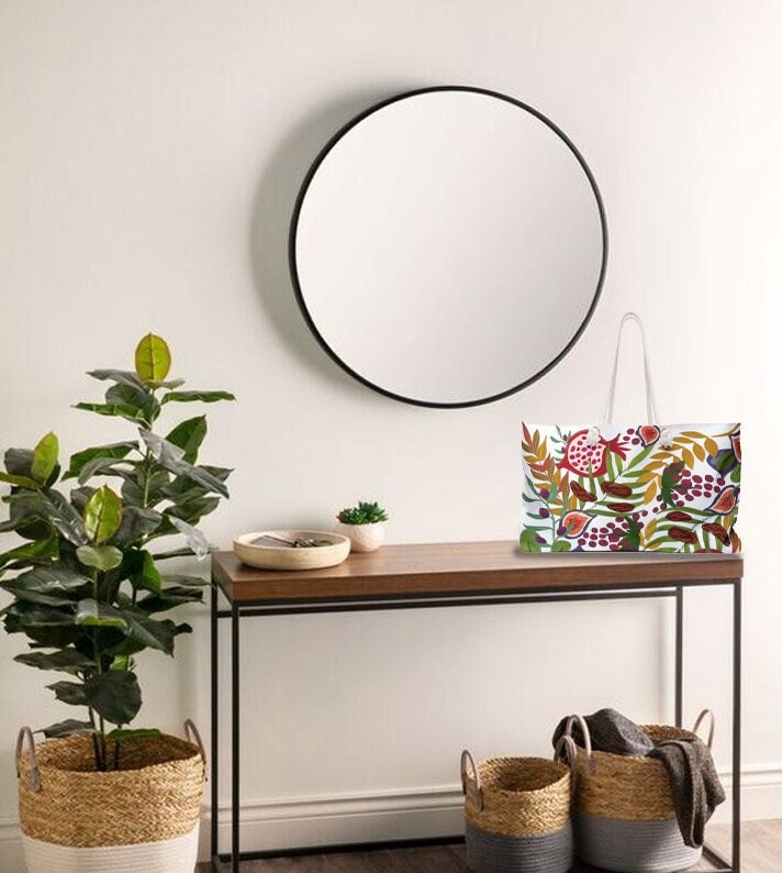 7 Species of Israel Weekender Bag Israel Art Jewish Gift Hanukkah Am Yisrael Chai Fruit bag Bag Women Weekender Tote Bag Rope Handle Tote