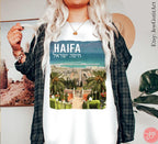 Haifa Israel Tshirt unisex Shirt woman, man shirt, jewish gifts Israel Art Design Jewish Shirt Hanukkah Israeli Artist City Cities of Israel