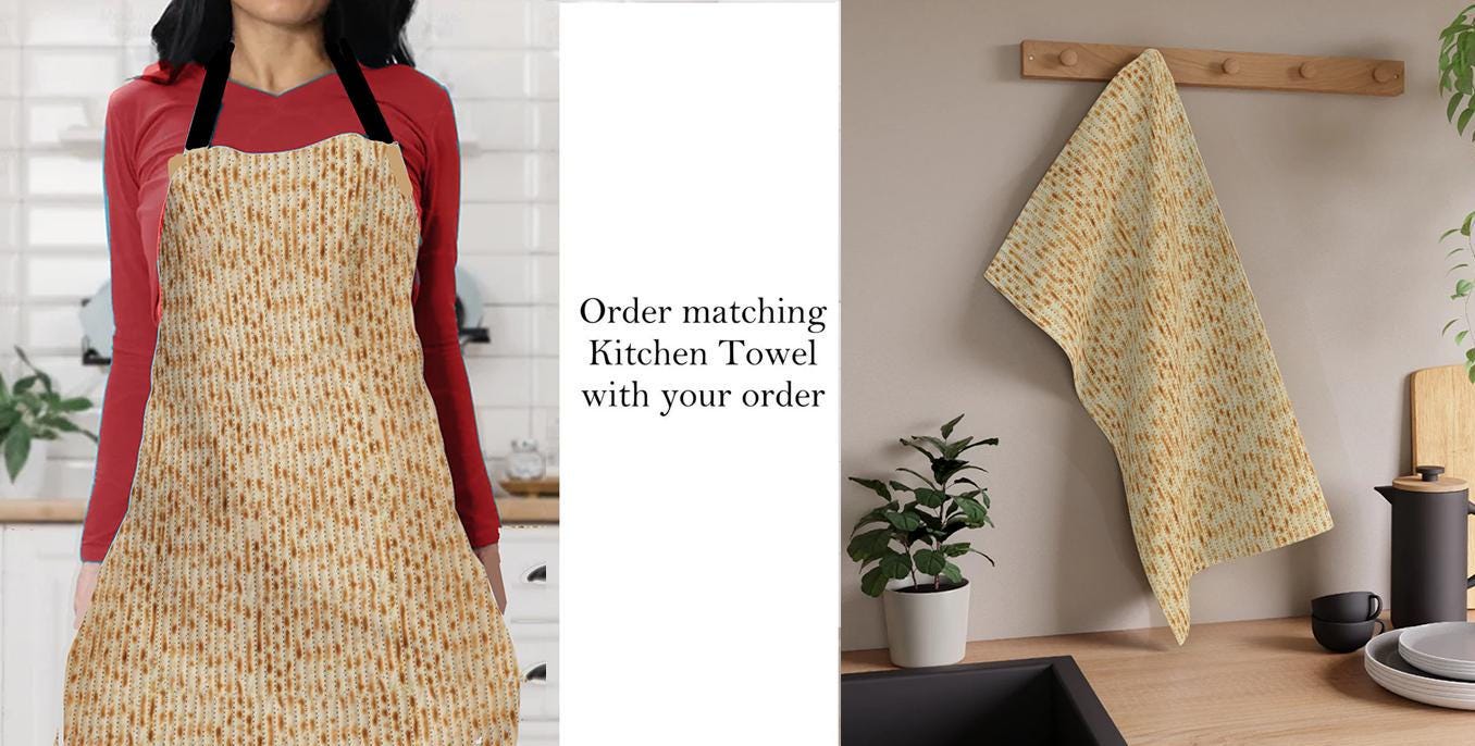 Matzah Apron for Passover Funny Jewish Apron Passover Kitchen Gift Pesach Matzah Cooking Apron Passover Seder Apparel Unique Holiday Gift