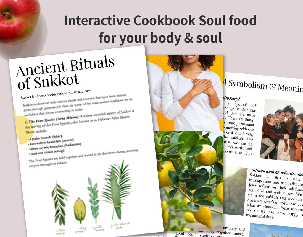 Download Sukkot Cookbook & Spiritual Preparation, Recipes, Lulav etrog blessings, Ebook, shana tova, Printable, Jewish New Year, Digital