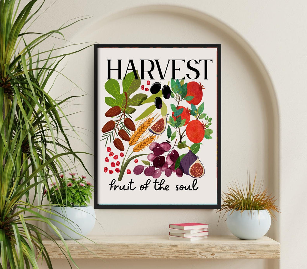 Harvest Wall Art 7 Species of Israel Botanical Print Shavuot Decor Farm Kitchen Art Jewish Holiday Gift Garden-Inspired Design Israel Art