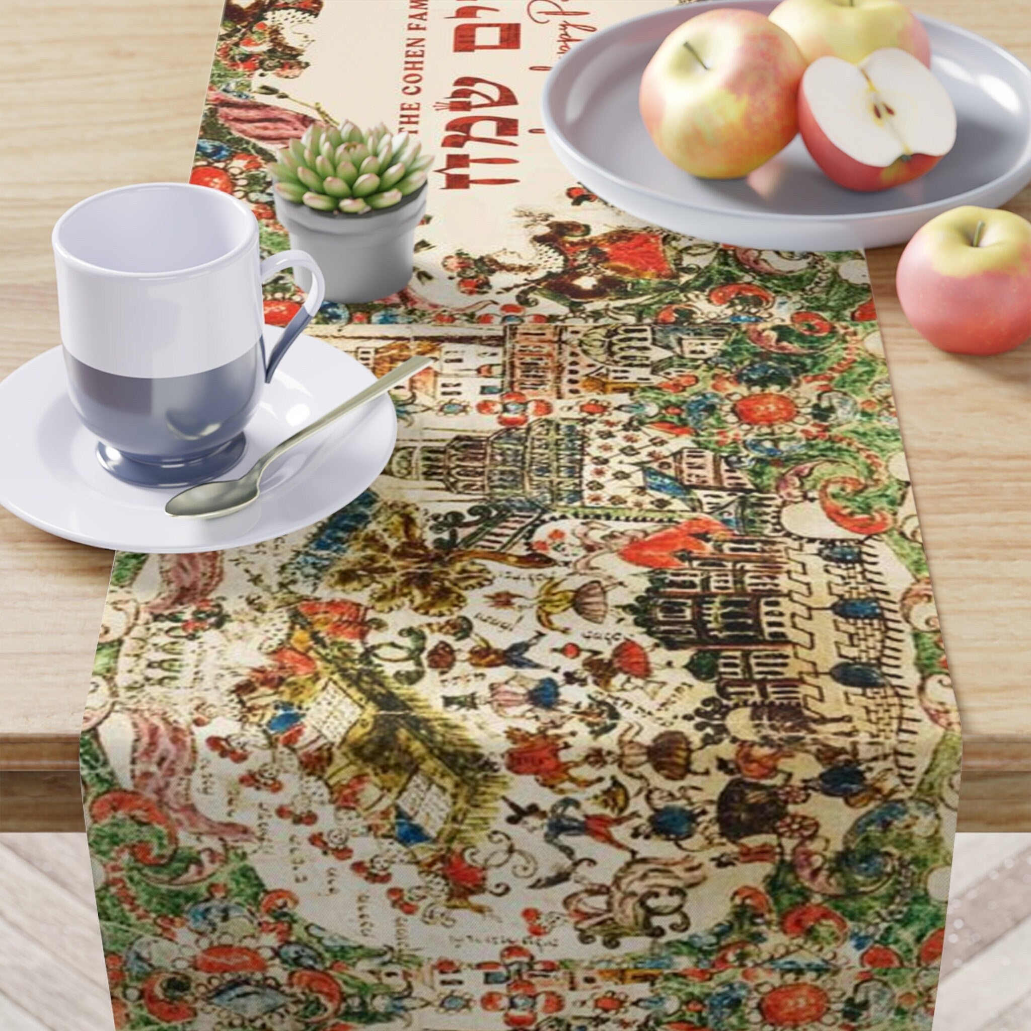 Personalized Purim Table Runner Decoration Jewish gifts Israel Mishloach Manot gift Holiday Israeli Artist Decor Art customized Costume