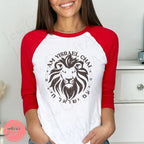 Lion Zion Am Yisrael Chai Unisex 3\4 Sleeve Baseball Tee, Red shirt, jewish art, graphic tee, stand with israel, jewish art israel israelite
