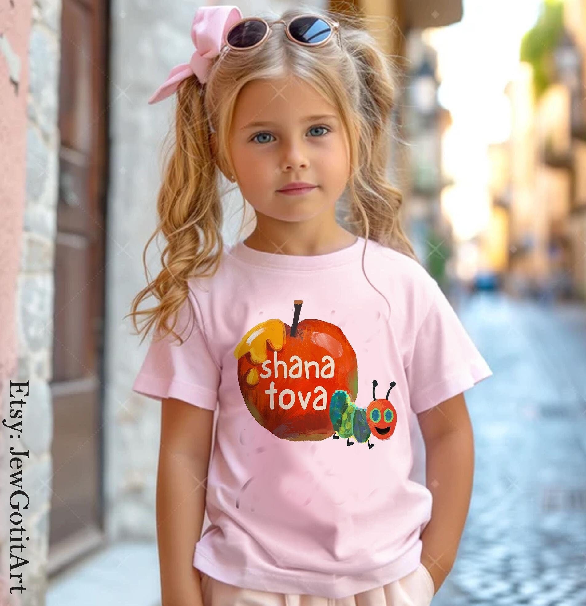 Dip Apple phone in Honey Shana Tova Kid Shirt Rosh Hashanah Sweatshirt onesie tshirt gift Jewish New Year kid, customized personalized gifts