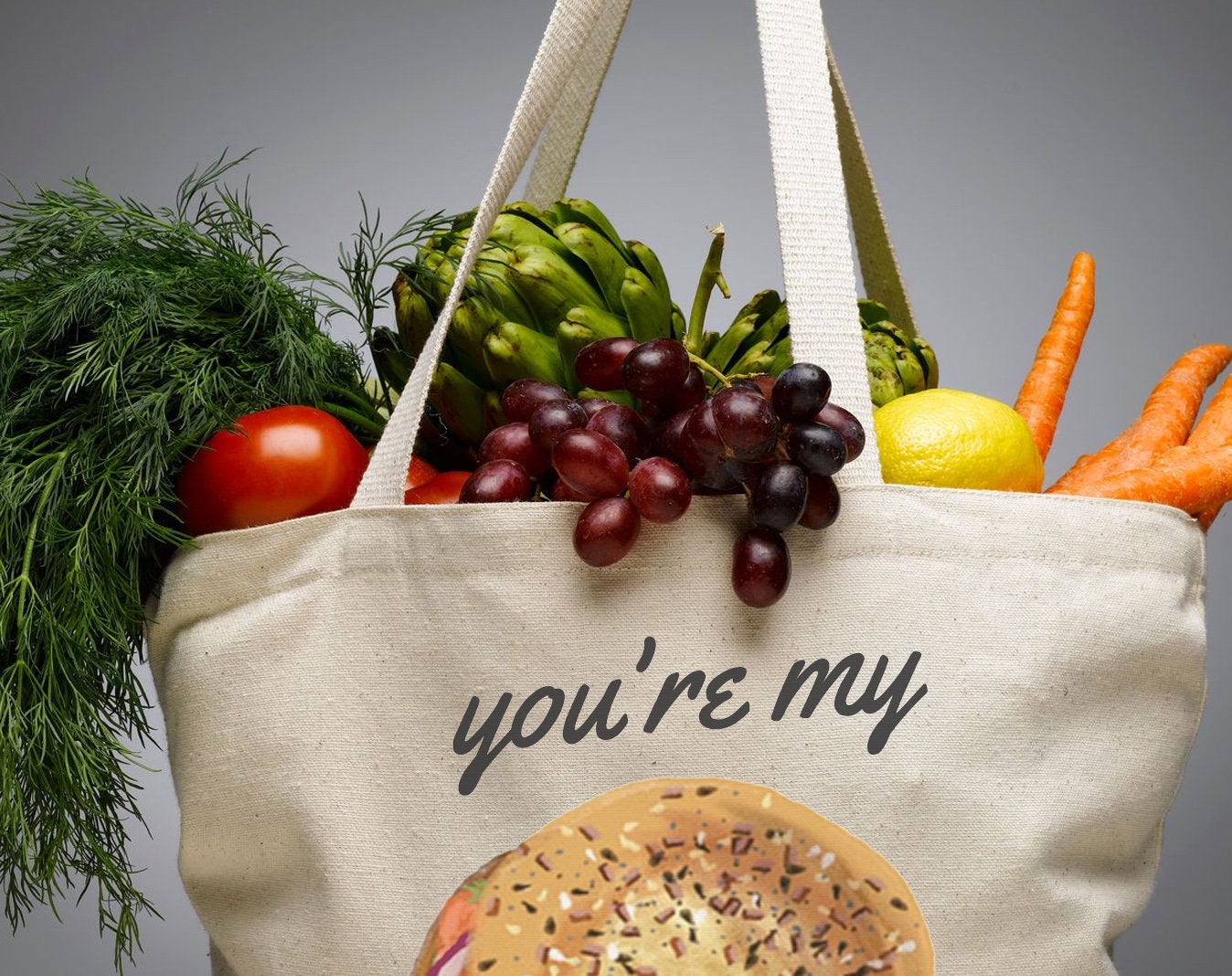 Everything Bagel Tote bag, cotton canvas bag, Tote bag, Aesthetic tote bag, Aesthetic, Gift for her, Gift for him, Art tote bag, Art, bagel