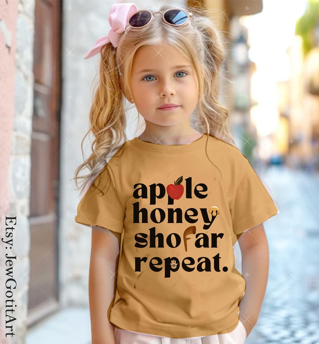 Shana Tova Kid Shirt Rosh Hashanah Apple Honey Shofar horn Sweatshirt onesie tshirt gift Jewish New Year, kid, customized personalized gifts