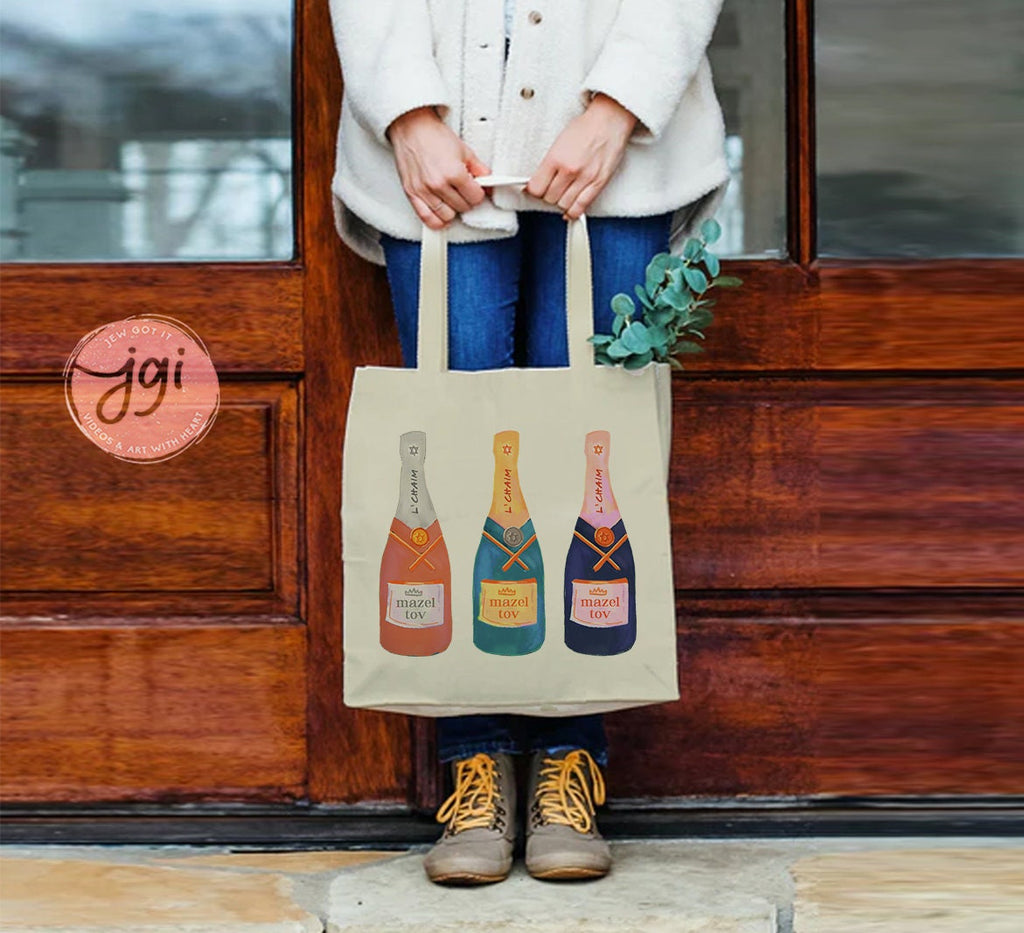 MAZEL TOV Tote bag, cotton canvas bag, Tote bag, Aesthetic tote bag, Aesthetic, Gift for her, Gift for him, Art tote bag, Art, L'chaim