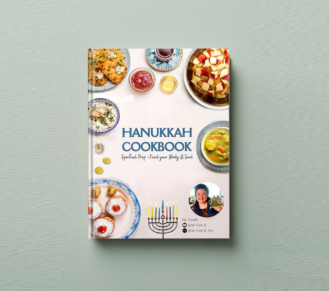 Hardcover Hanukkah Cookbook Recipe Book blessings Spiritual Preparation Chanukah Recipes Jewish Holiday Menorah Dreidel Jokes gifts Gift