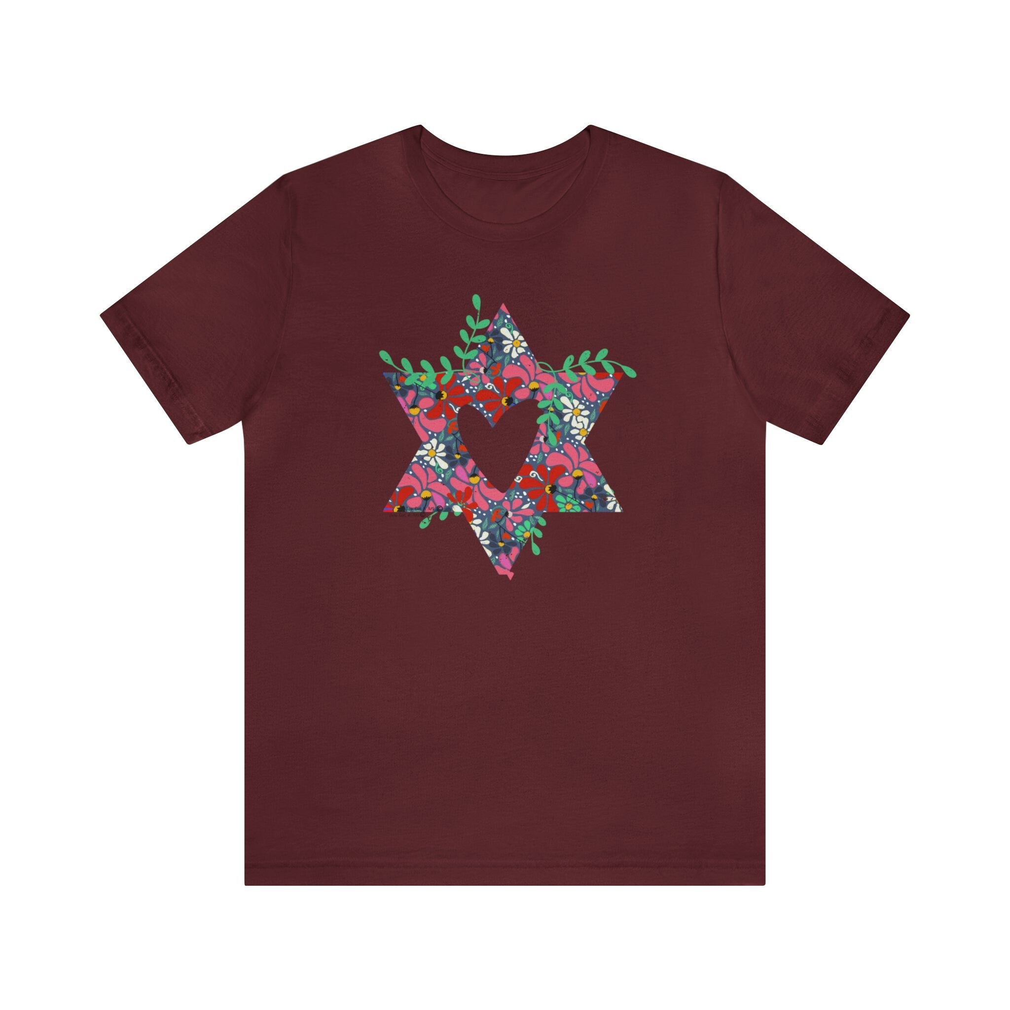 Flower Star David Shirt Unisex Jersey Short Sleeve Graphic Tee, vintage, israel, art, jewgotitart, jewish gift Israelite, Israeli Pride Jew
