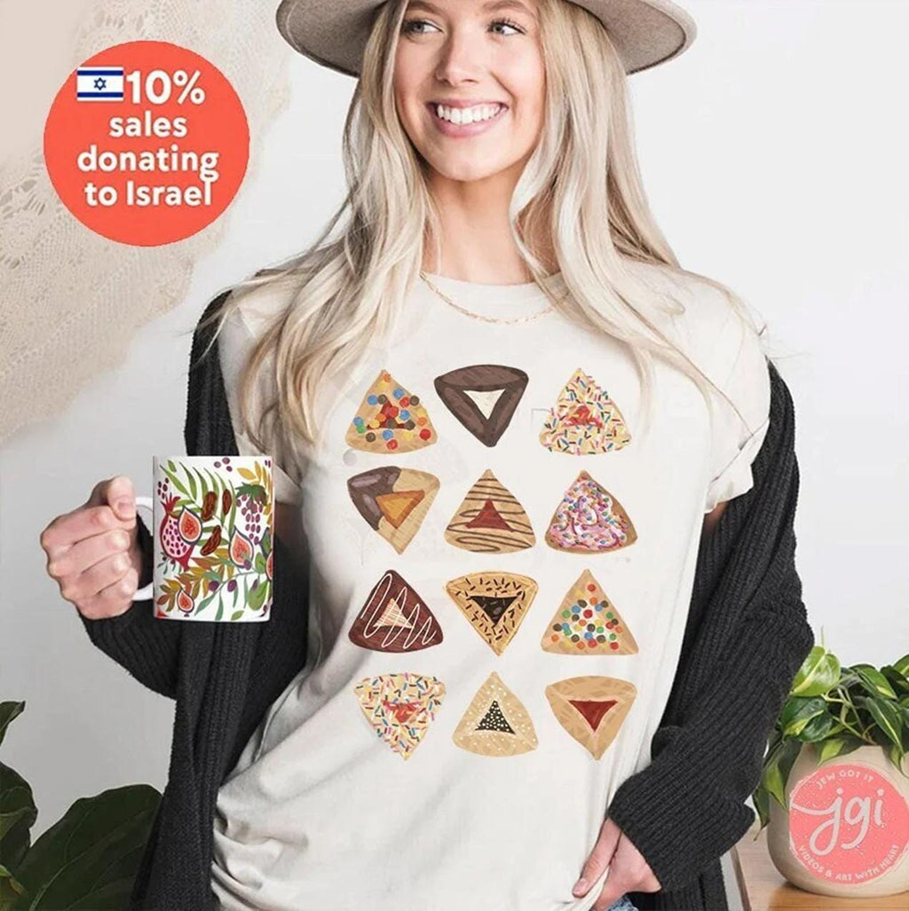 Purim Hamantaschen Shirt Sweatshirt T-Shirt Sweater Purim Costume Gift Israeli Artist Jewish Holiday Kid Tshirt  Purim Gift Idea Man Shirt