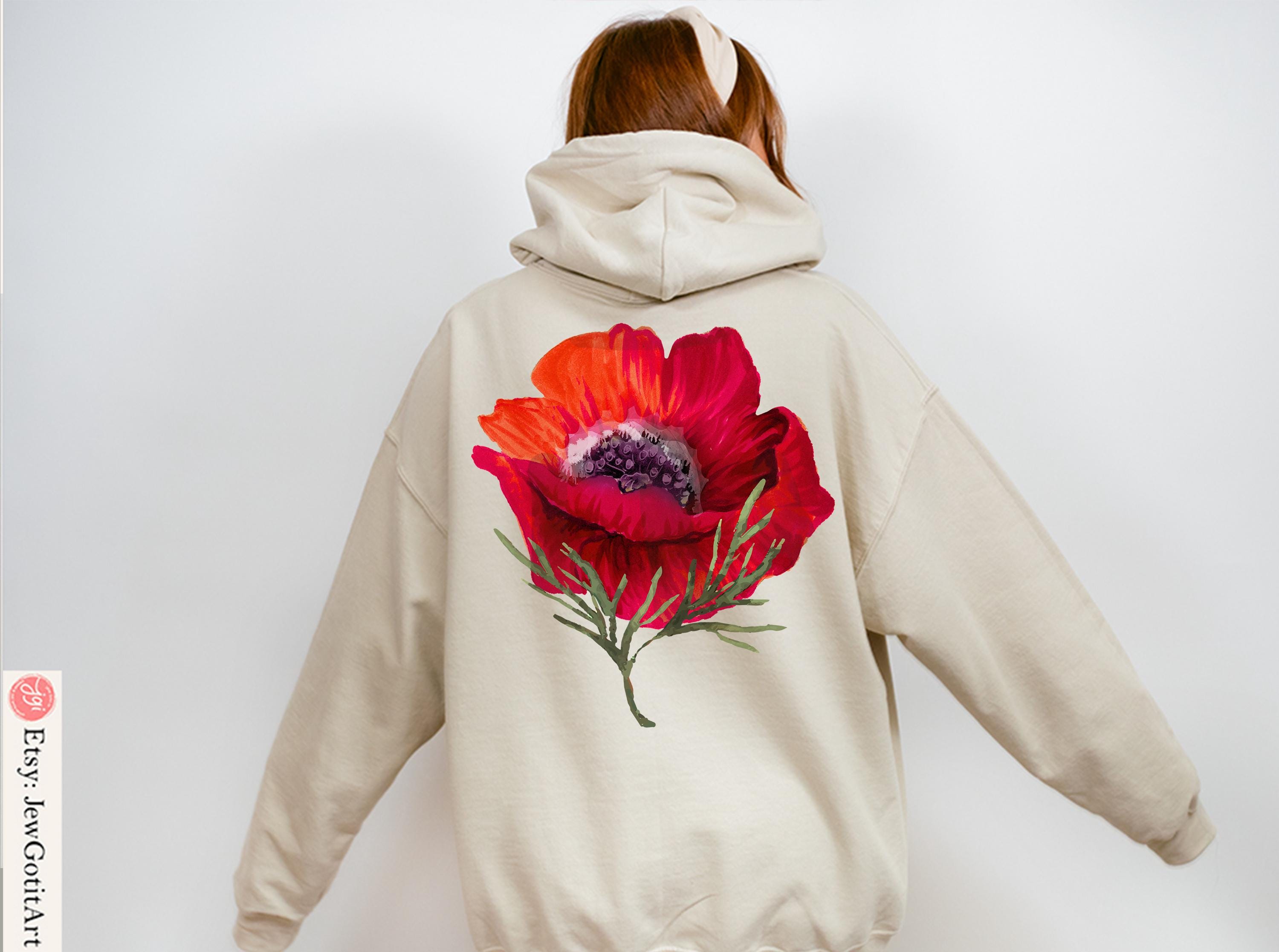 Kalanit Flower Sweatshirt or T-Shirt Unisex Zionist Shirt | Israeli Artist Jewish Gift | Israel Pride Apparel Red poppy red flower Sweater