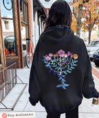Hanukkah Menorah Sweater Tshirt unisex Flowers Art sweatshirt woman man jewish gift Israel Jewish Shirt Chanukah Israeli Artist Holiday
