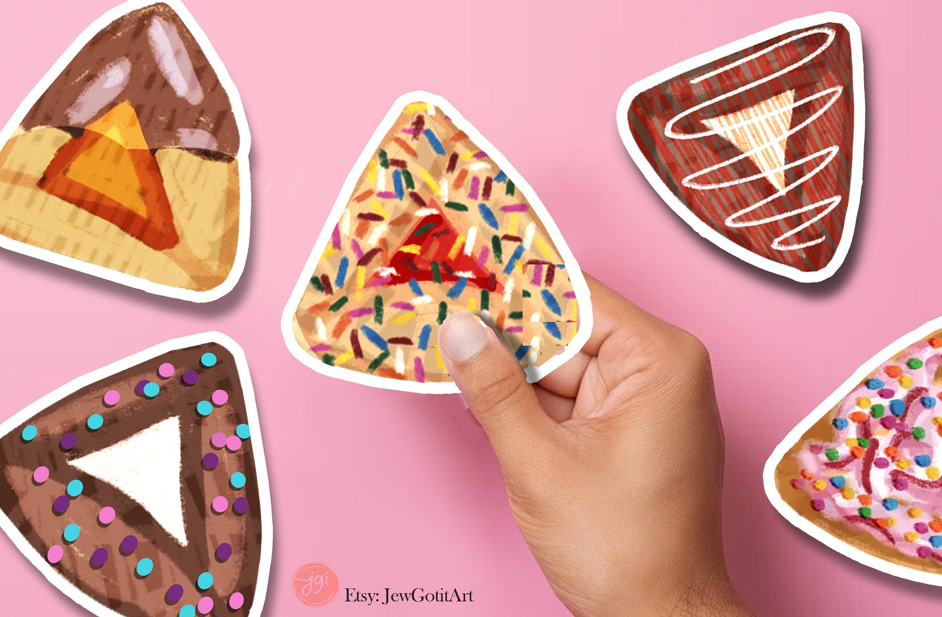 Purim Hamantaschen Stickers Cookie Vinyl Decals jewish gift Israelite Israeli Pride Proud Jew Passover Jewish Israel Israeli Artist gifts