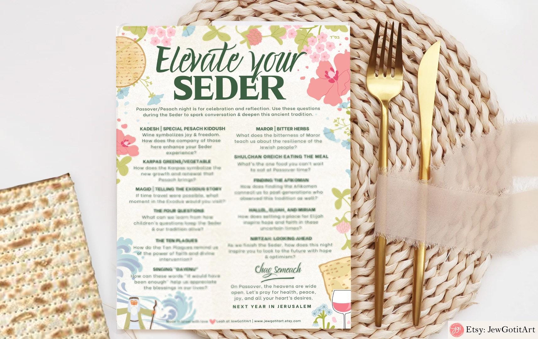 Interactive Passover Seder Question Printable Passover Table Game Engaging Passover Questions Seder Night Passover Printable Activity Gift
