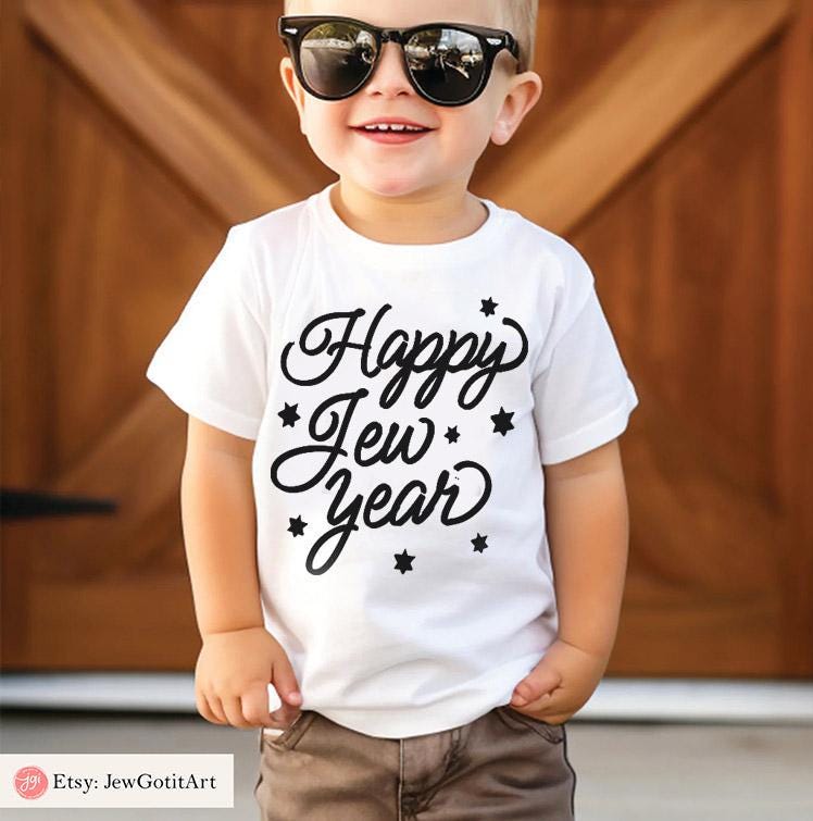 Happy Jew Year TShirt Rosh Hashanah Am Yisrael Chai graphic tees tshirt  jewish gift Israeli Artist Hashana Jewish Holiday Gifts Shana Tova