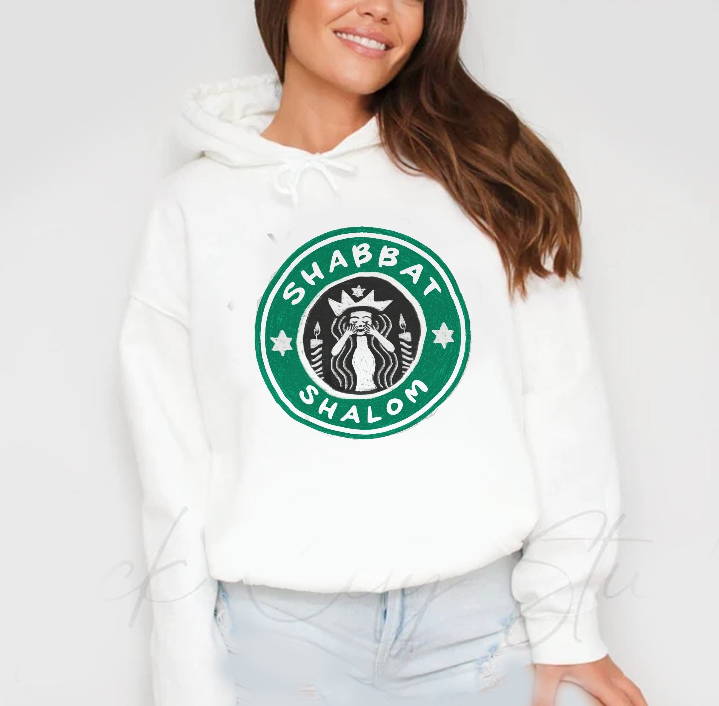 Starbucks Shabbat Shalom Hoodie Unisex Heavy Blend Hooded Sweatshirt, graphic, israel, art, jewish, jewish gift Israelite, Israeli Pride